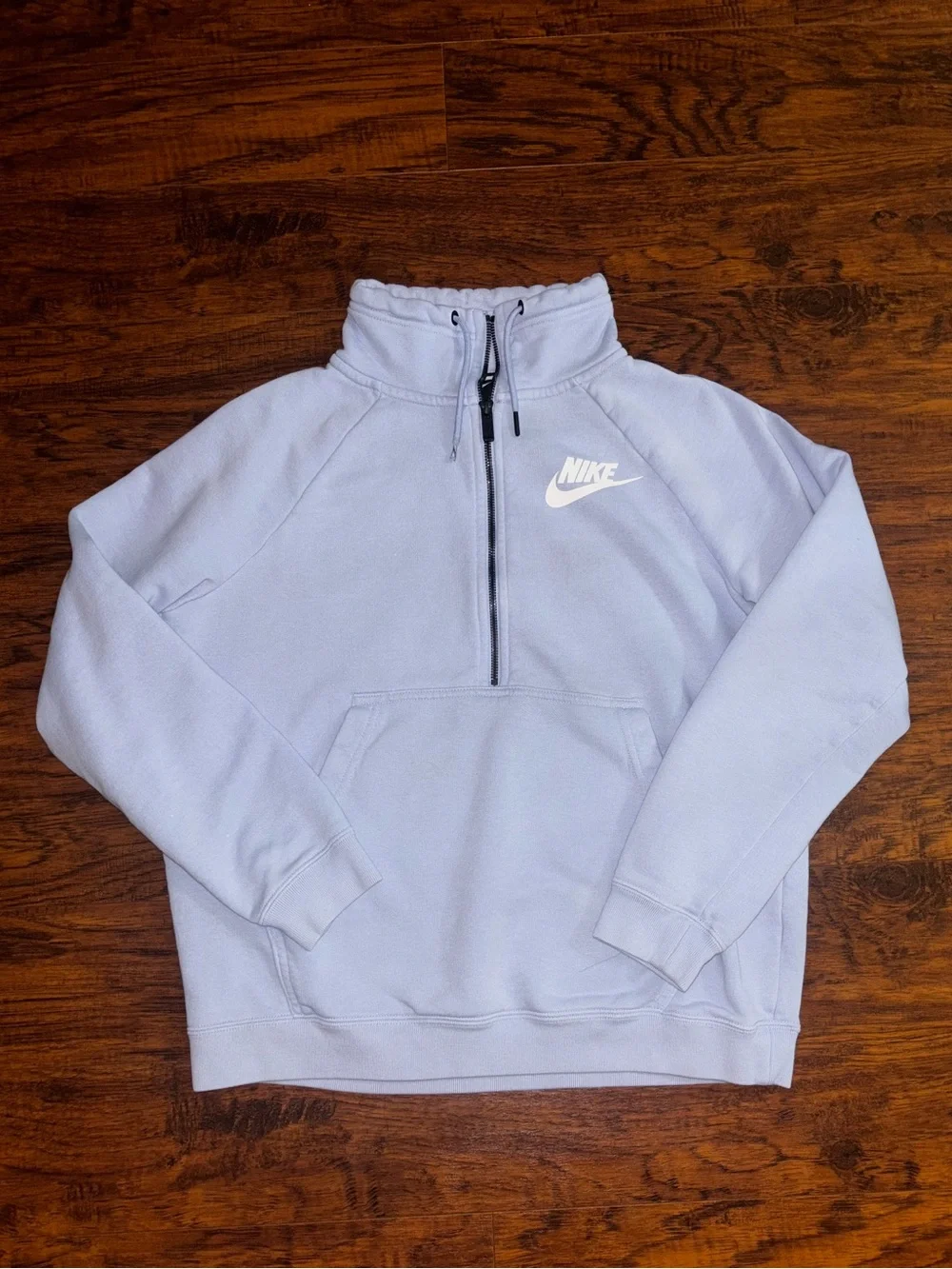 Nike Rally Club Fleece Pullover Sky Blue Mock Neck Sweatshirt Thick Quarter-Zip
